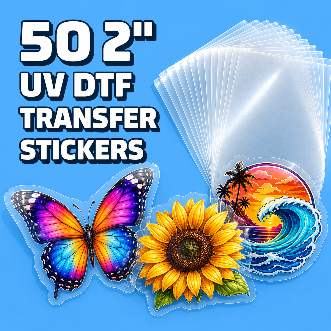 50 2" UV DTF Transfer Stickers